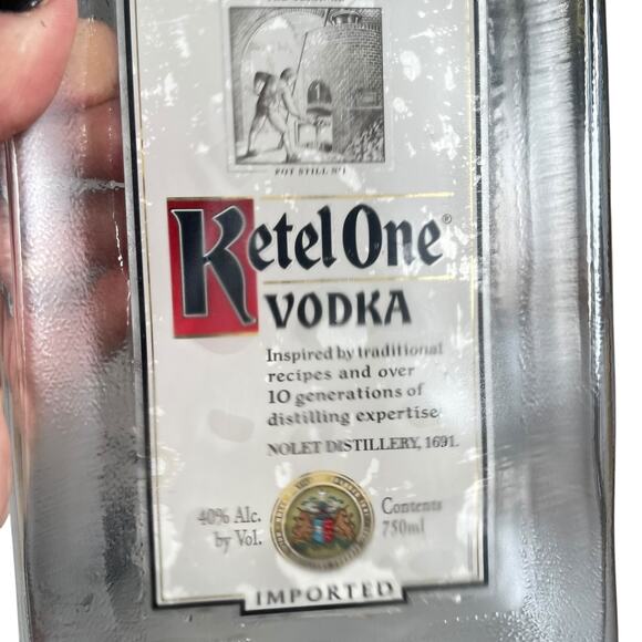 Ketel One Vodka Bottle Melted Glass Flat Serving Tray Bar Decor Cheese Crackers - Picture 2 of 10